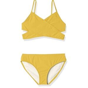 Kanu Surf Girls' Yellow Wrap-Front Two-Piece Bikini